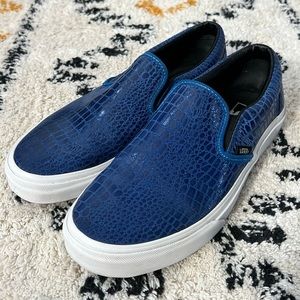 Vans Slip On Croc Print Blue Sneakers size 8.5
